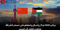 براتب 1600 دولار والسكن والطعام على حساب الشركة .. مطلوب للعمل في الصين