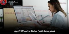 مطلوب مدخلين بيانات براتب 400 دينار