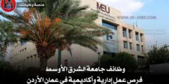 وظائف جامعة الشرق الأوسط: إعلانات الشواغر لعدة اقسام ووظائف