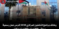 وظائف برنامج التشغيل المركزي 2025 | فرص عمل رسمية برواتب 300 دينار + 100 دينار بدلات