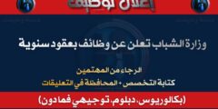 إعلان حكومي وزارة الشباب تعلن عن وظائف بعقود سنوية لحملة الدبلوم والبكالوريوس في عدة محافظات أردنية