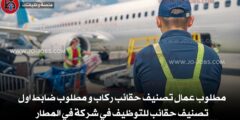 مطلوب عمال تصنيف حقائب ركاب و مطلوب ضابط اول تصنيف حقائب للتوظيف في شركة في المطار