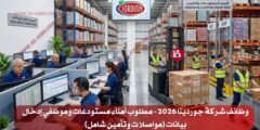 وظائف شركة جوردينا 2026 – مطلوب أمناء مستودعات وموظفي إدخال بيانات (مواصلات وتأمين شامل)