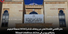 دائرة قاضي القضاة تعلن عن وظائف شاغرة 2026 لحملة الدبلوم والبكالوريوس في مختلف محافظات المملكة